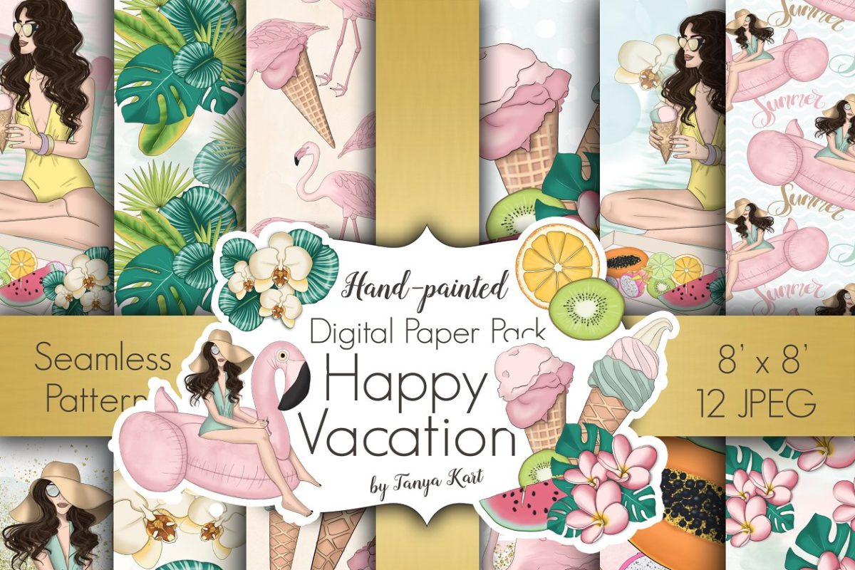 开心的暑假假期纹样包 Happy Vacation Summer Paper Pack