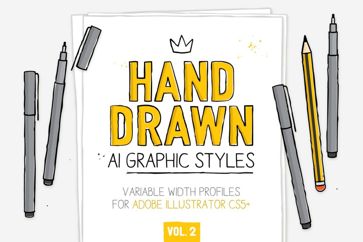 手绘AI笔刷素材 Hand-drawn AI styles & brushes vol.2