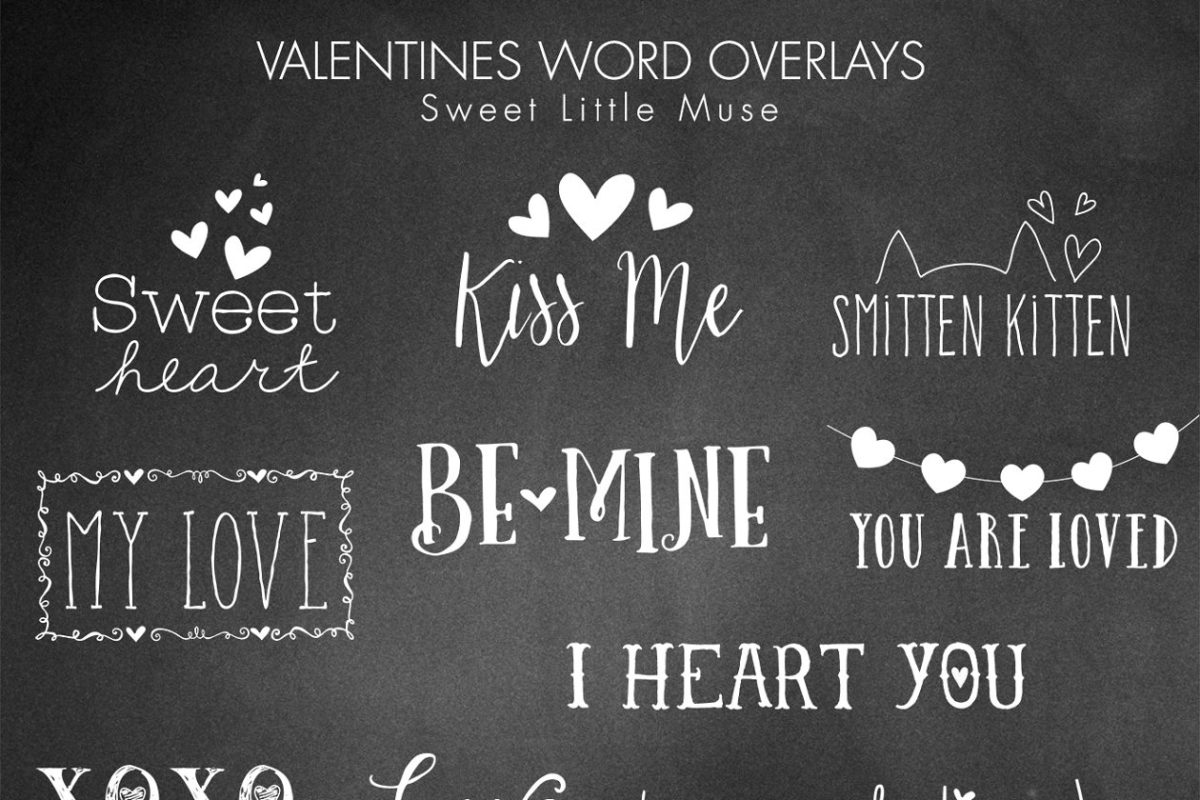 情人节标语素材 Valentines Word Overlays