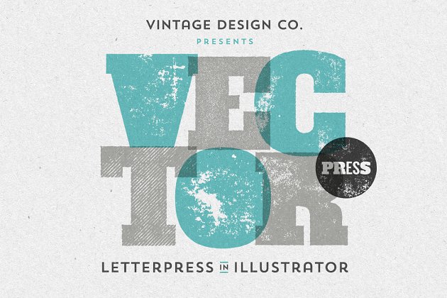 肌理效果的动作 VectorPress: Illustrator Letterpress