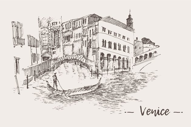 威尼斯建筑素材 Set of sketches of Venice