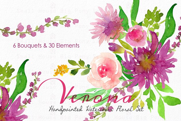 维罗纳 – 水彩花卉集 Verona – Watercolor Floral Set