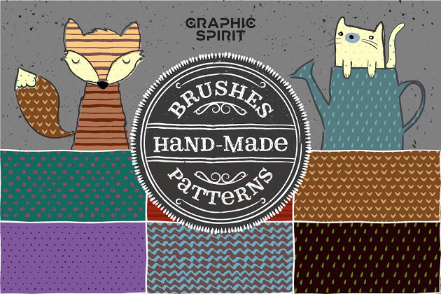 插画画笔和背景纹理素材 Illustrator Brushes and Patterns Set