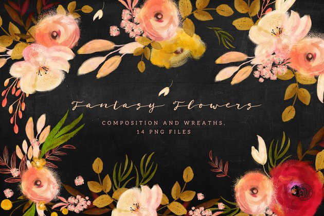 梦幻的黄色系花卉素材包 Fantasy Flowers