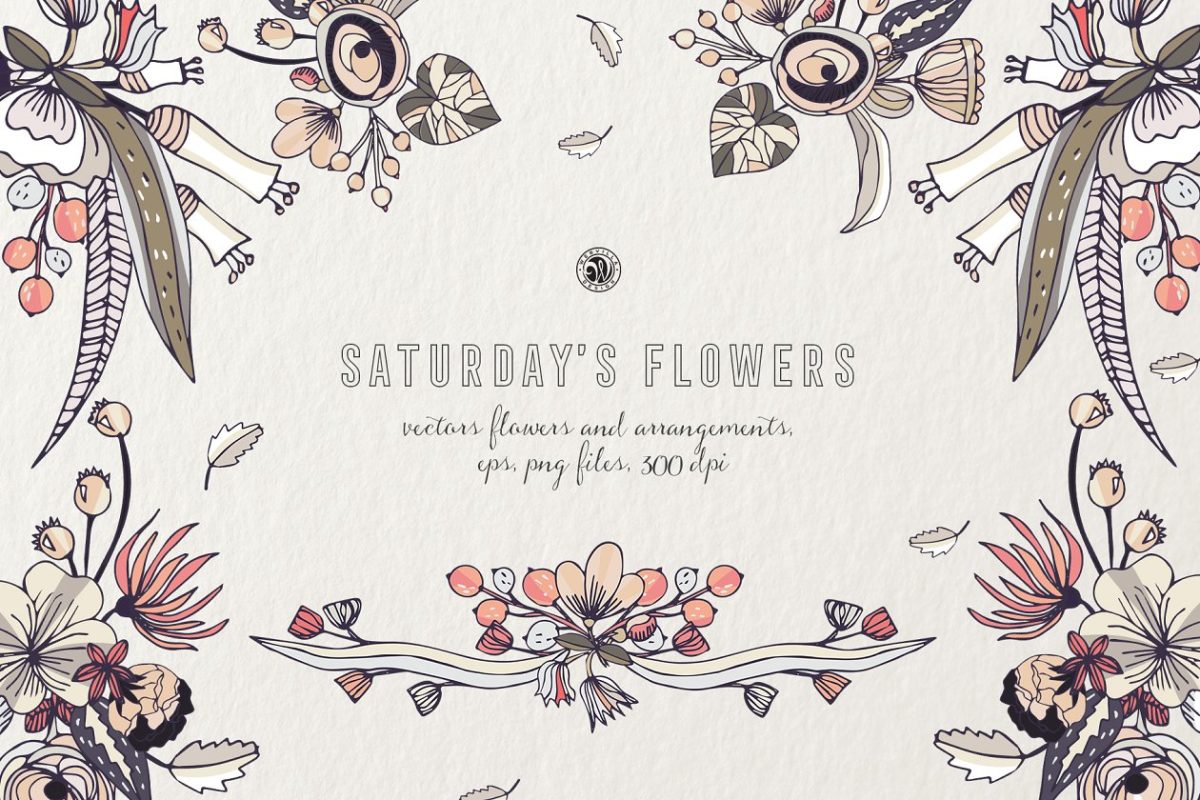 手工花卉插画 Saturday’s Flowers