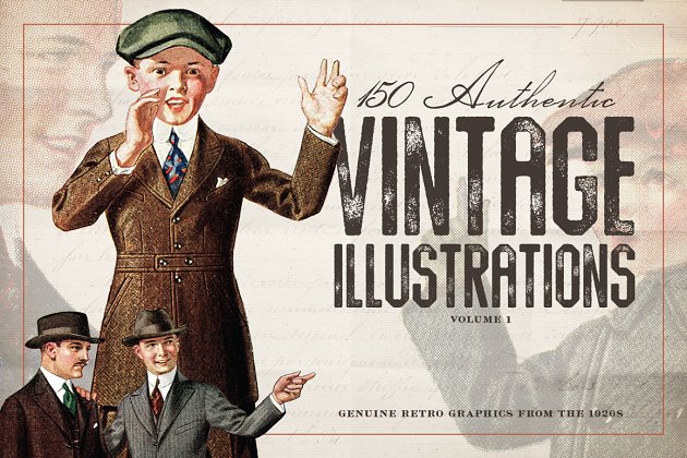 经典的旧时代人物插画合集 150 Vintage Illustrations Volume 1
