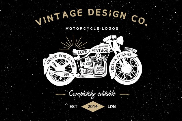经典摩托车logo模板 Vintage Motorcycle Logos