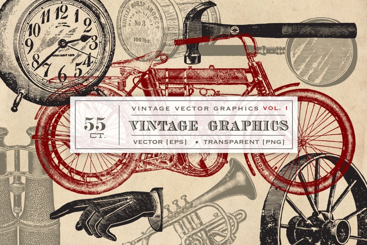 经典矢量插画 55 Vintage Vector Graphics
