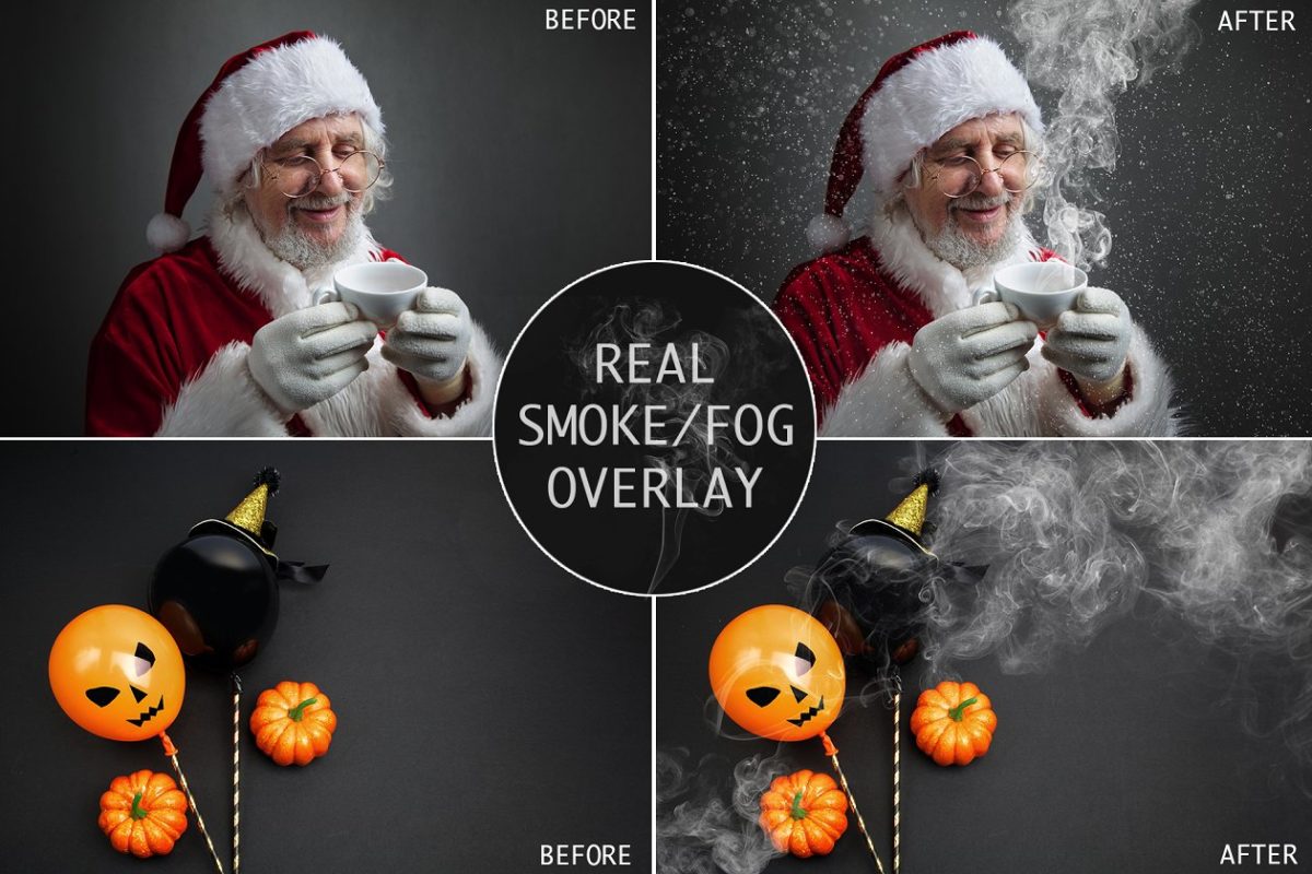 圣诞烟雾效果图片素材 Real Smoke-Fog overlay collection