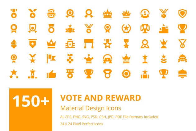 投票颁奖矢量图标 150+ Vote and Reward Material Icons