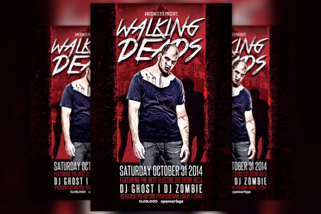 行尸走肉万圣节宣传单制作 Walking Deads Halloween Party Flyer