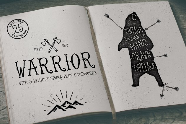 神秘个性字体 Warrior – Hand Drawn Typeface