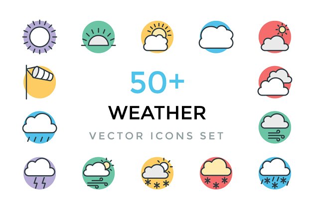 50+天气矢量图标 50+ Weather Vector Icons