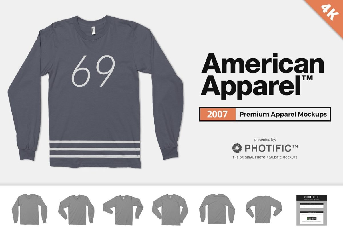 美国长袖T恤样机 American Apparel 2007 Shirt Mockups