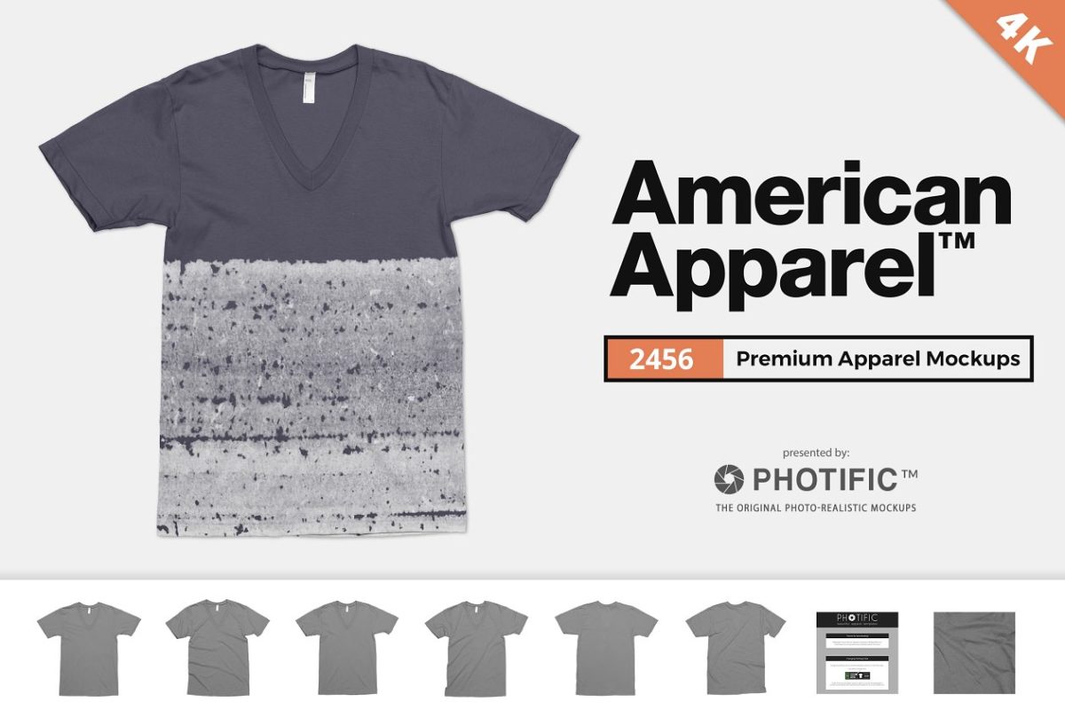 美式T恤样机包 American Apparel 2456 V-Neck Mockups