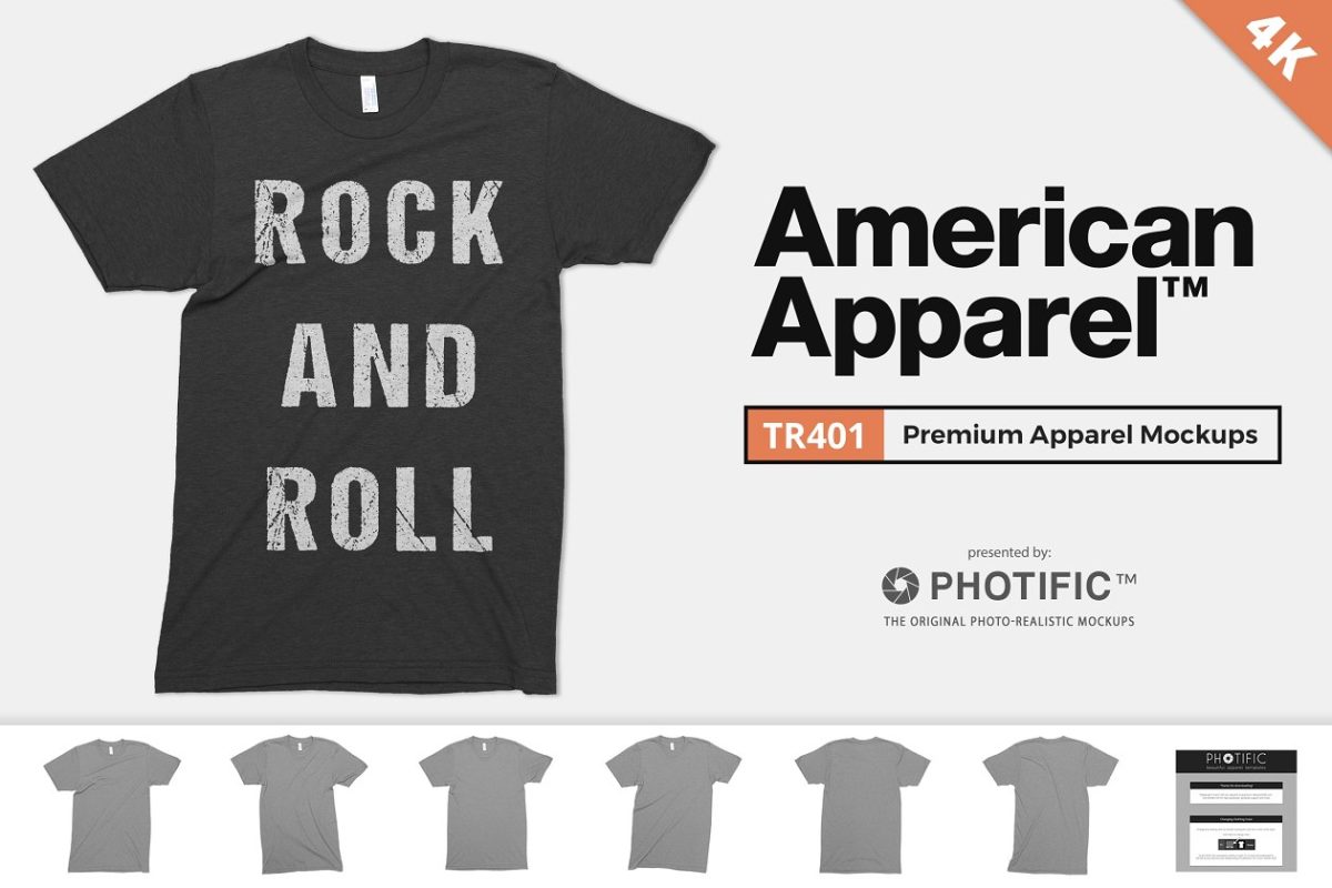 美国T恤纹样设计样机 American Apparel TR401 Mockups