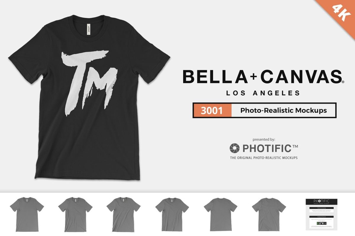 T恤纹样设计展示样机模型Mocups Bella Canvas 3001 T-Shirt Mockups