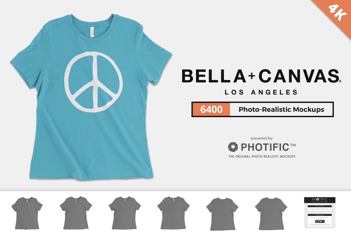 女士T恤印花设计展示样机 Bella Canvas 6400 T-Shirt Mockups
