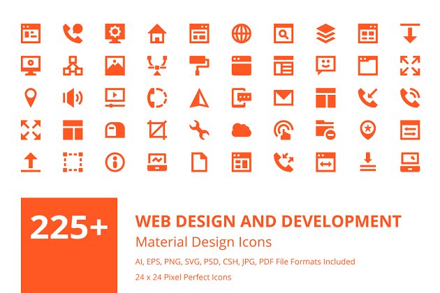网页设计图标素材 225+ Web Design and Development Icon