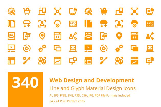 340个网页设计和开发图标制作 340 Web Design and Development Icons