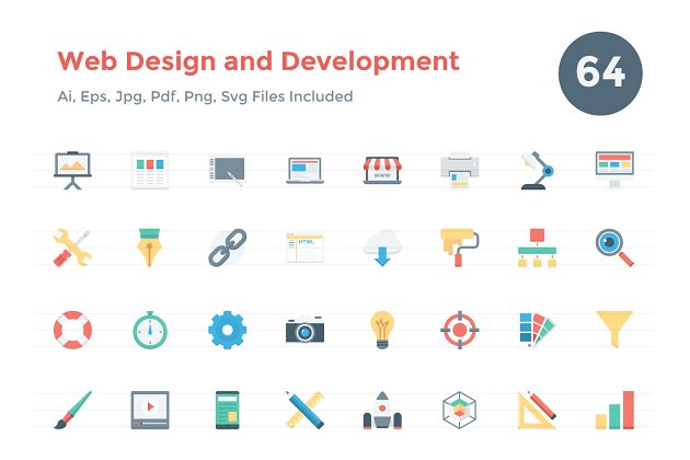 网页设计和开发图标 Web Design and Development Icons