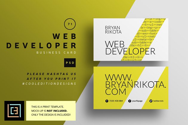 WEB开发工程师名片模板 Web Developer – Business Card 71