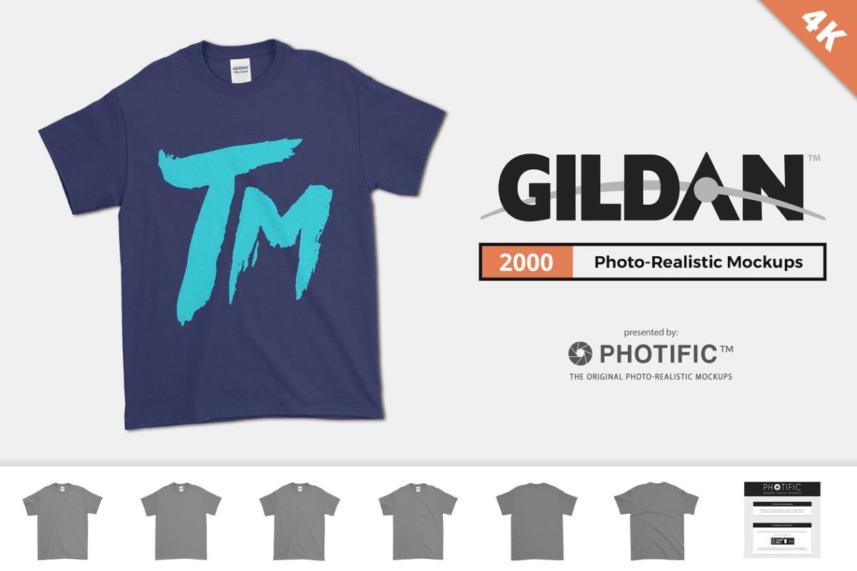 好用的夏季短袖T恤纹样设计展示模型 Gildan 2000 T-Shirt Mockups