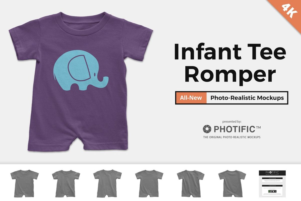 婴儿连体衫样机 Infant Tee Romper Mockups