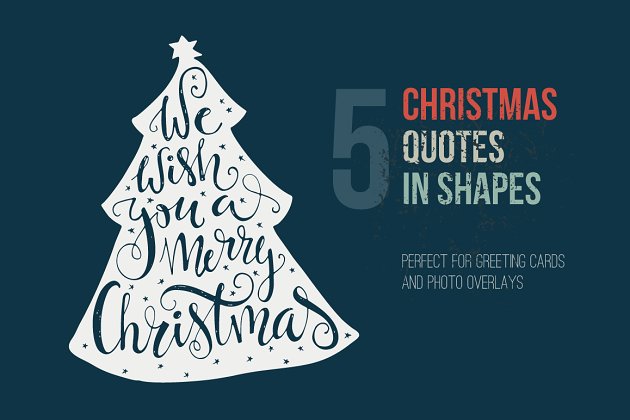 手绘圣诞节图形素材 Handdrawn Christmas Quotes in Shapes