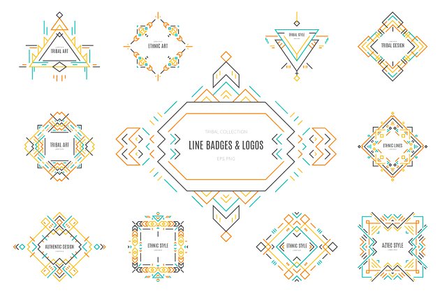 部落线型标志和徽章模板 Tribal Line Logos & Badges Templates