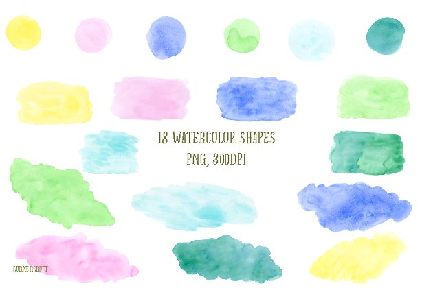 水彩柔和的颜色形状 Watercolor pastel color shapes