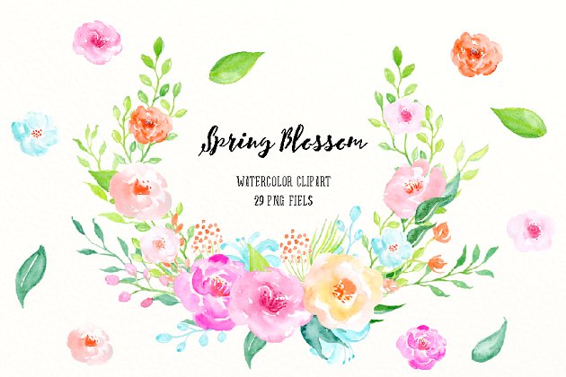 水彩春季花卉素材 Watercolor Spring Blossom