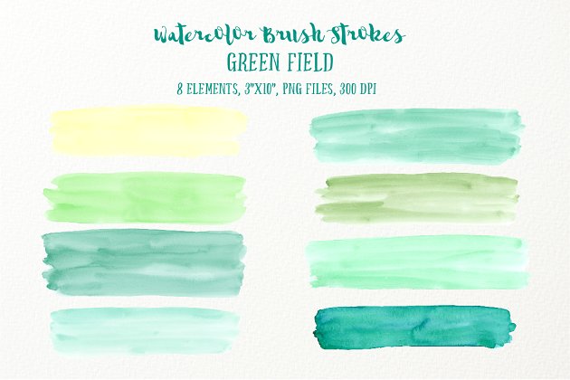 水彩笔刷背景纹理 Watercolor Brush Strokes Green Field