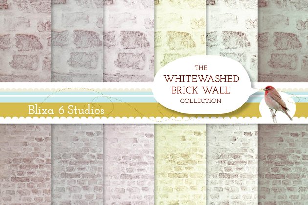 粉刷的砖墙背景纹理素材 Whitewashed Brick Wall Backgrounds