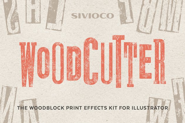 木纹AI动作 Woodcutter – Illustrator Actions