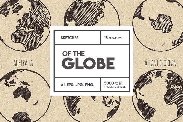 地球图形素描画素材包 Sketches of the globe
