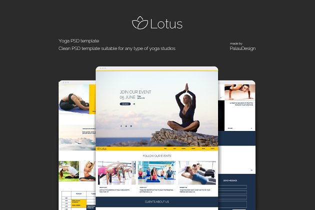 莲花瑜伽网站PSD模板 Lotus – Yoga PSD Template