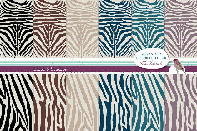 斑马条纹数码纸图案 Zebra Striped Digital Paper Patterns