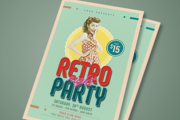 怀旧经典海报模板 Retro Party Flyer