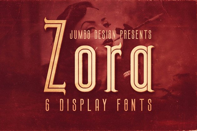 经典的字体 Zora – 6 Vintage Display Fonts
