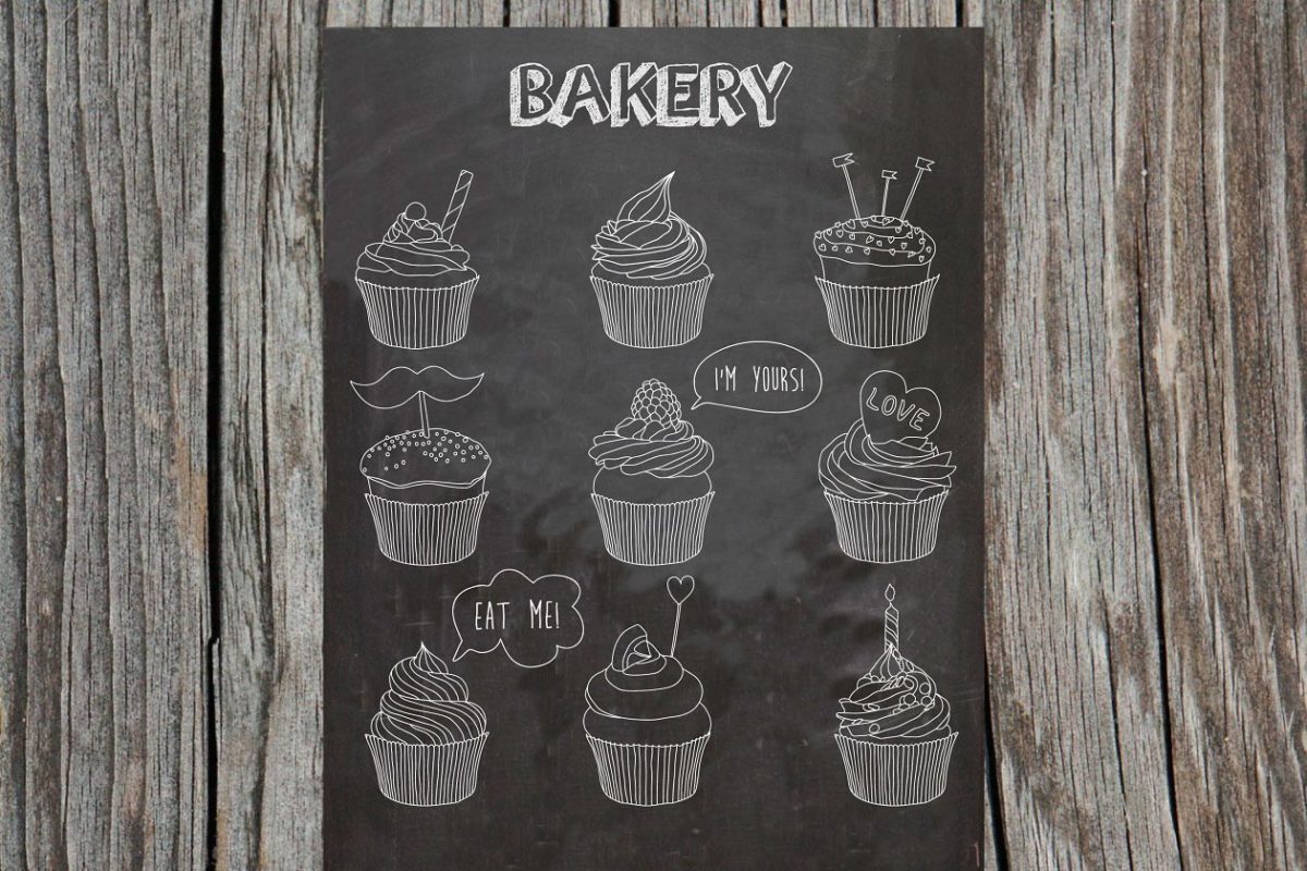 蛋糕纸杯图案插画 Сupcakes Patterns & Illustration Pro