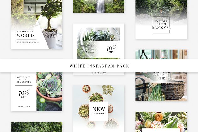 白色的社交广告图片模版 White Instagram Pack