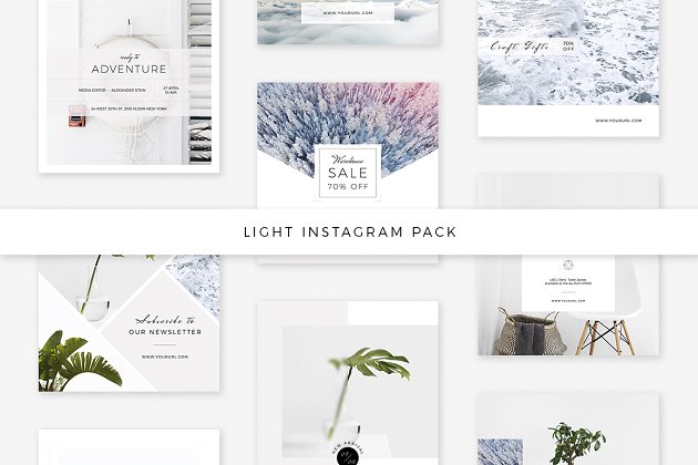 清新的社交设计模板 Light Instagram Pack