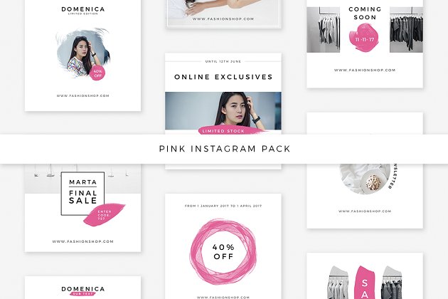 粉红的Instagram社交图片模板 Pink Instagram Pack