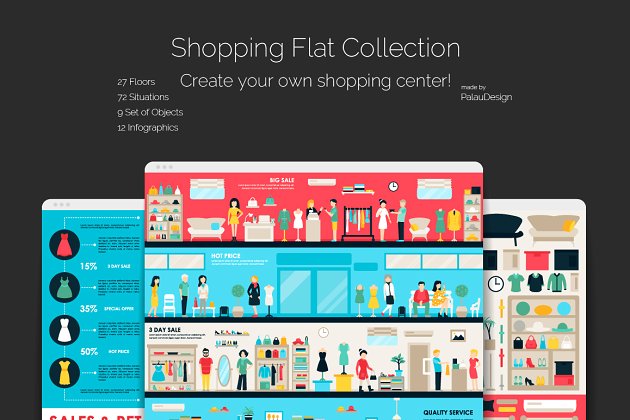 扁平化的购物创意合集 Shopping Flat Collection
