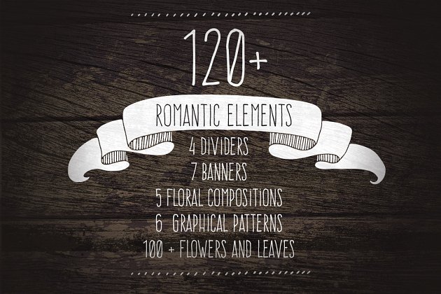 120 +爱情浪漫元素 120+ Romantic Elements EPS, PNG, JPG