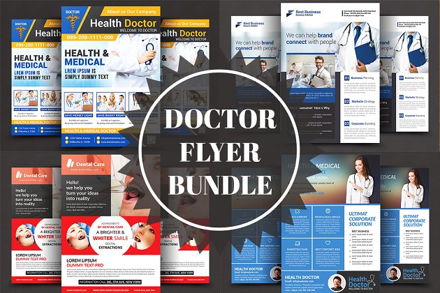 医疗医生相关的海报传单模板 Medical Doctors Flyers Bundle