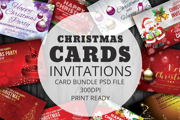 圣诞节卡片模板 20-Psd Christmas Cards Bundle