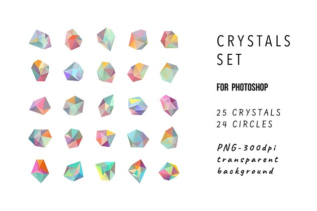 多边形矢量图形图标素材 Crystals for photoshop