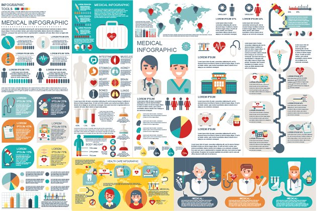 医疗信息图表元素ppt模板 Medical Infographic Elements